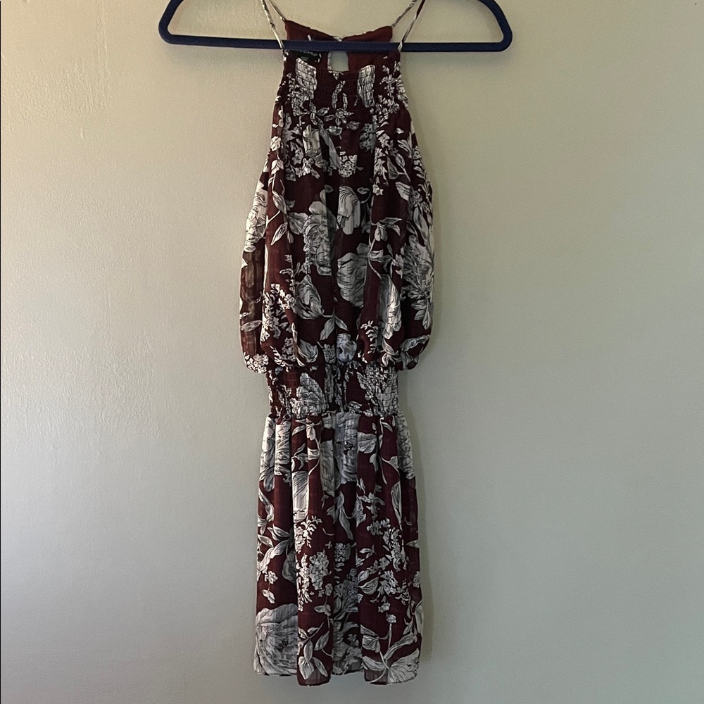 Solemio Burgundy Floral Mini Dress